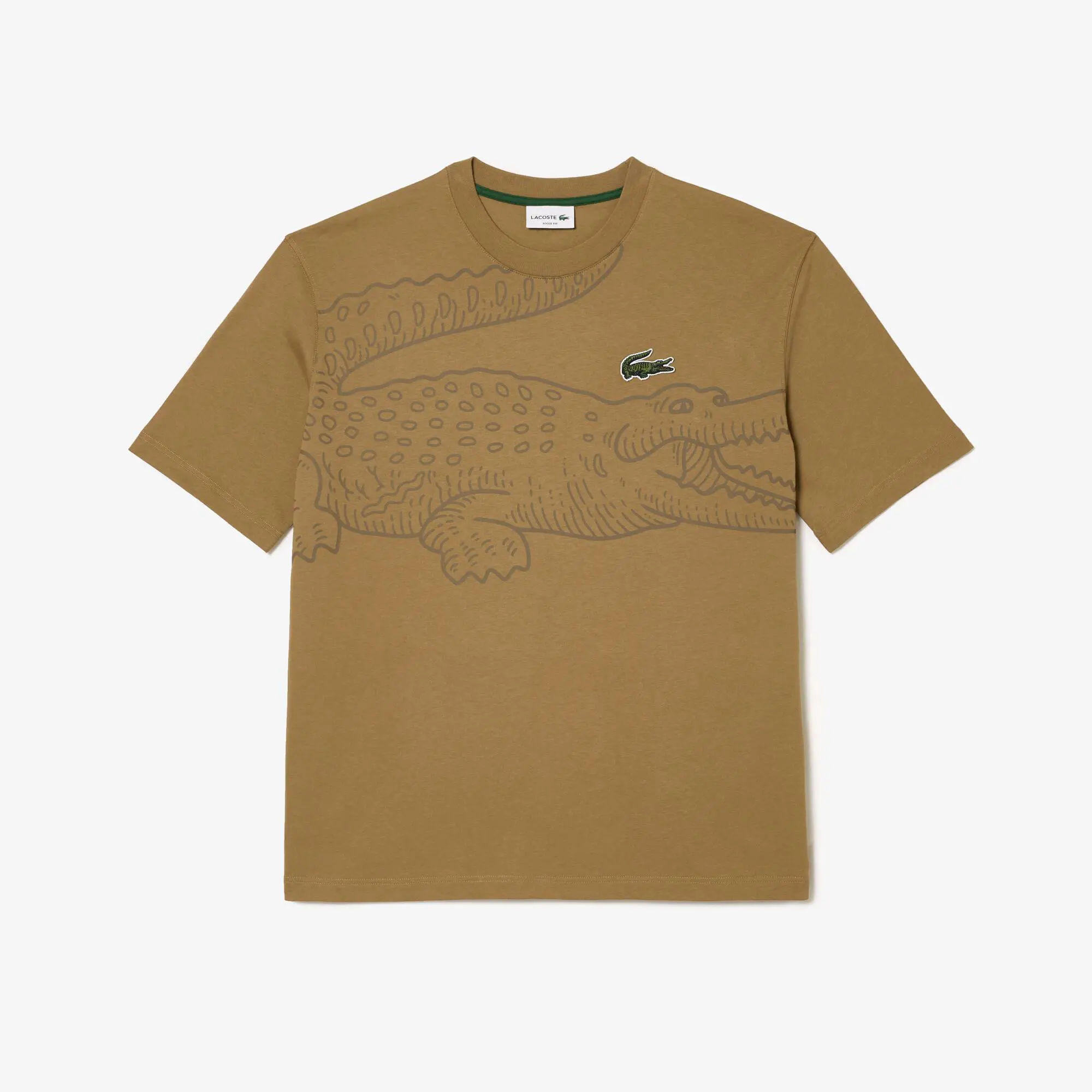 Lacoste Men’s Lacoste Round Neck Loose Fit Crocodile Print T-shirt. 2