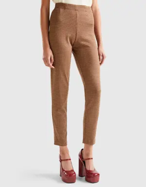 slim houndstooth trousers