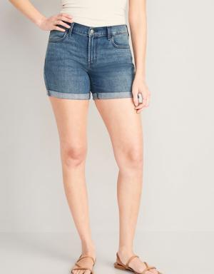 Mid-Rise Wow Jean Shorts -- 5-inch inseam blue