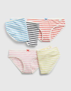 Kids Organic Cotton Stripe Bikini Briefs (5-Pack) white
