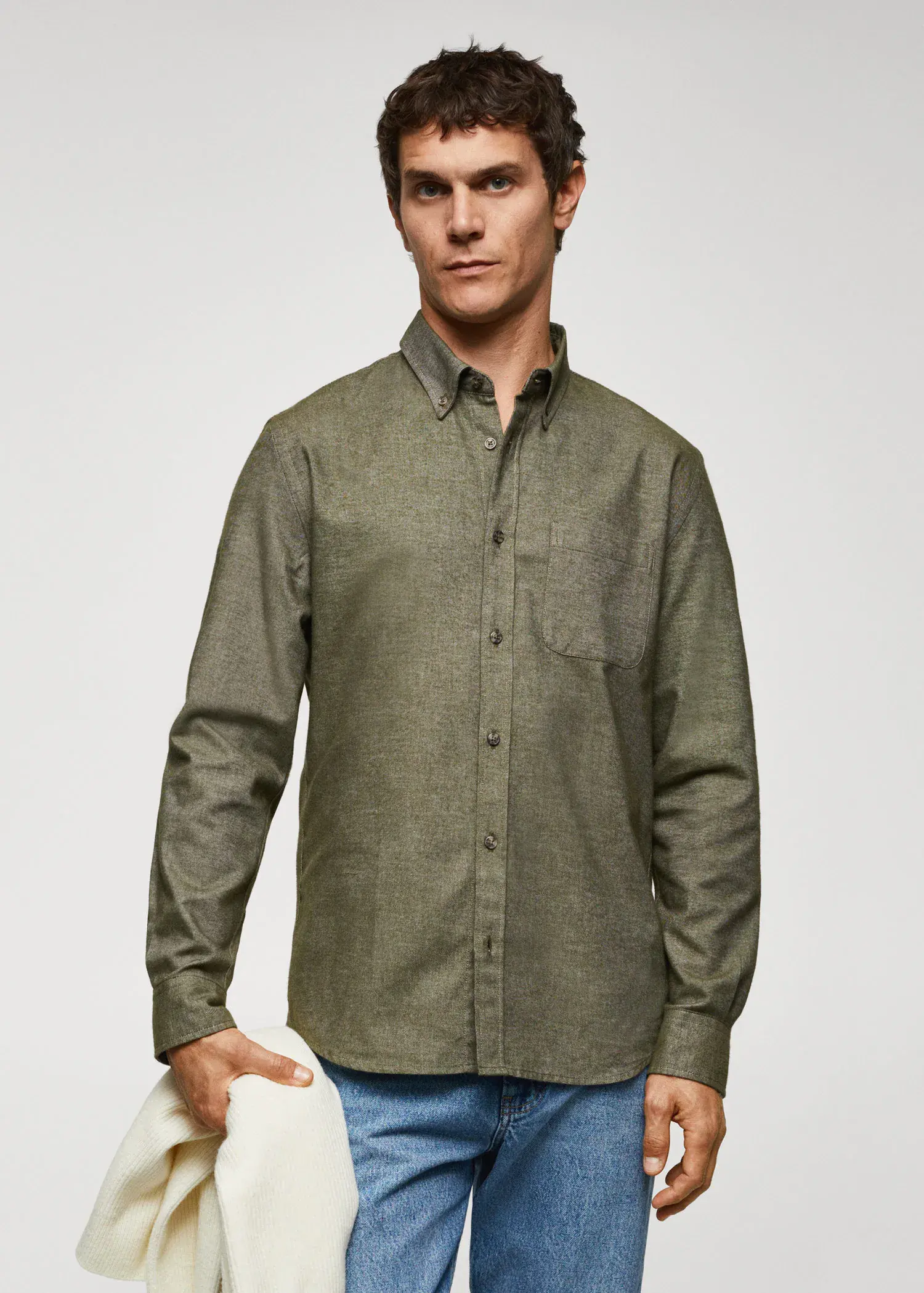 Mango 100% cotton fil-a-fil shirt. 1
