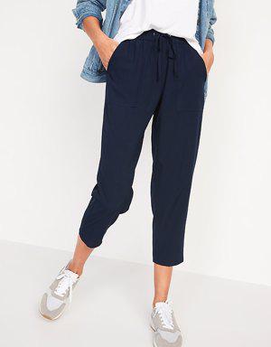 High-Waisted StretchTech Utility Crop Pants blue