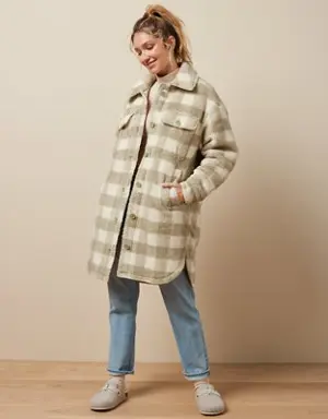 Plaid Sherpa Long Shacket