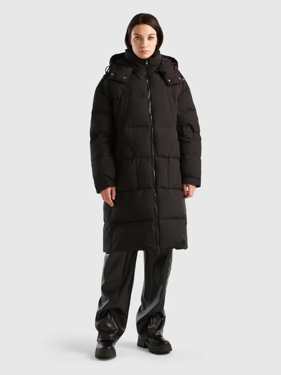 Benetton long padded jacket with removable hood. 1