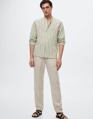 Regular-fit striped linen shirt