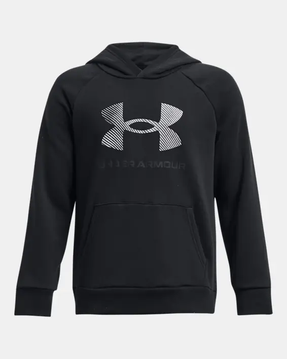 Under Armour Boys' UA Rival Fleece Big Logo Print Fill Hoodie (Extended Size). 1