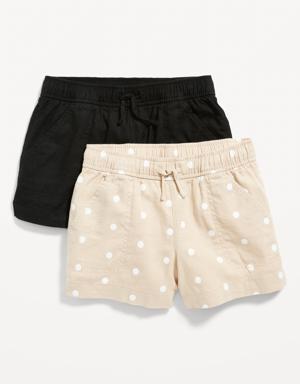 Linen-Blend Pull-On Shorts 2-Pack for Girls black