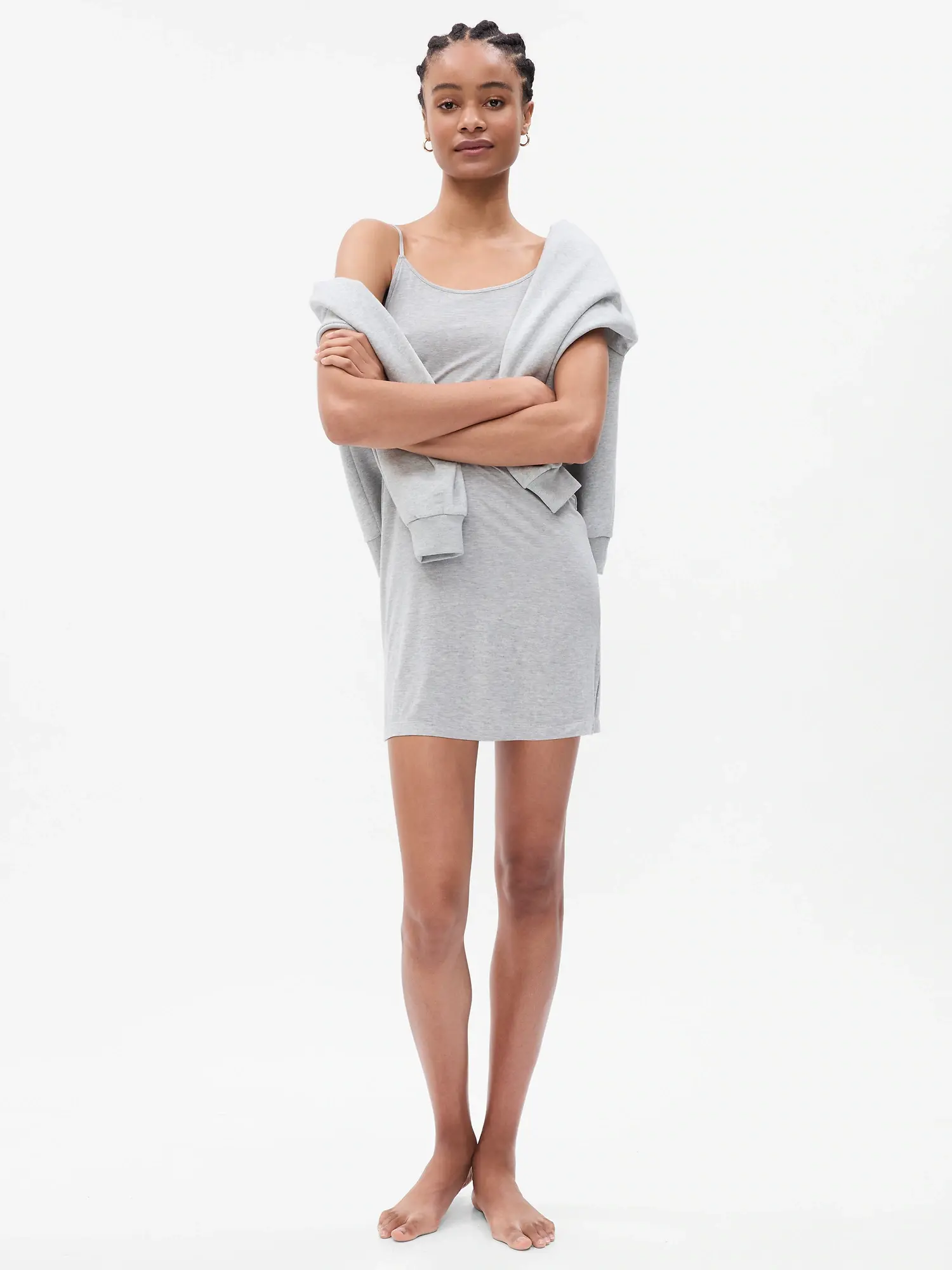 Gap Modal Essential Pajama Slip Dress gray. 1