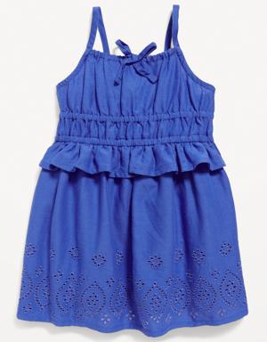 Old Navy Sleeveless Waist-Defined Embroidered Ruffled Dress for Baby blue
