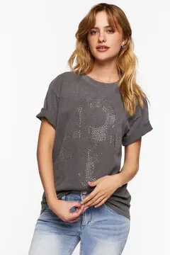 Forever 21 Forever 21 Rhinestone Prince Graphic Tee Black/Silver. 2