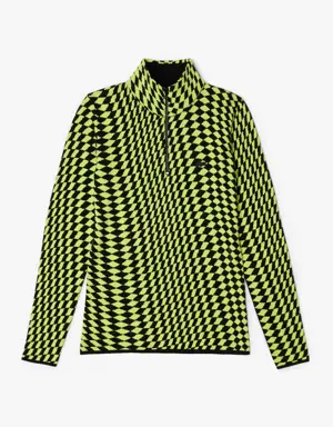 Pullover da donna in jacquard bicolore con zip Lacoste