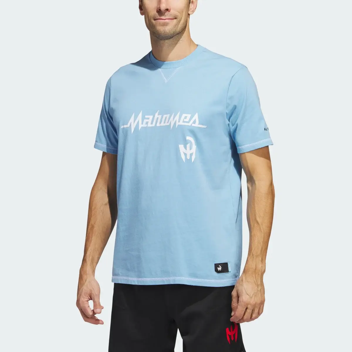 Adidas Mahomes Blue 80 Graphic Tee. 1