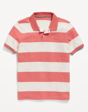 Striped Short-Sleeve Rugby Polo Shirt for Boys pink