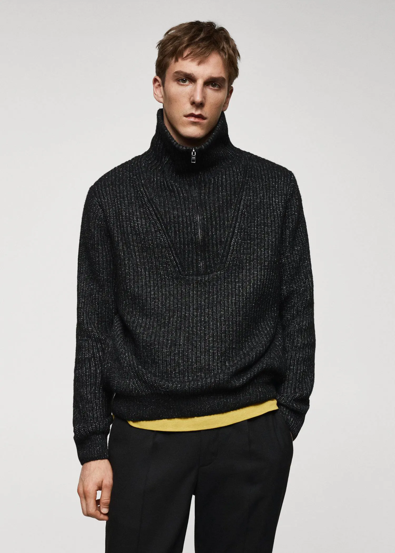 Mango Perkins zip neck wool sweater. 2