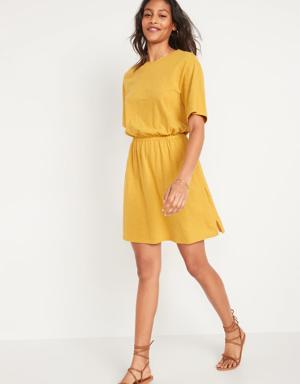 Old Navy Waist-Defined Slub-Knit Mini Dress for Women gold