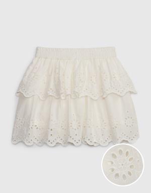 Toddler Eyelet Tiered Skirt white