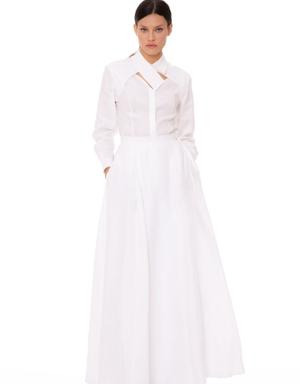 White Linen Long Skirt