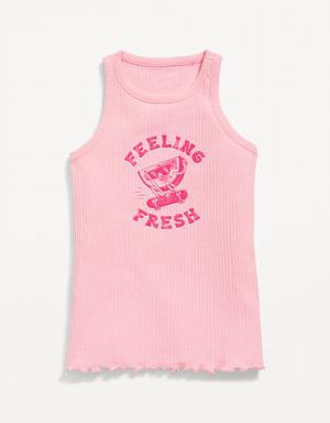 Old Navy Rib-Knit Graphic Tank Top for Girls pink