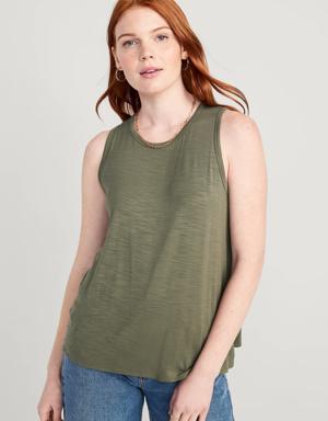 Sleeveless Luxe Slub-Knit T-Shirt green