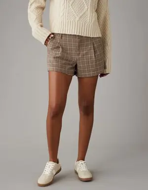 High-Waisted Plaid Baggy Trouser Short