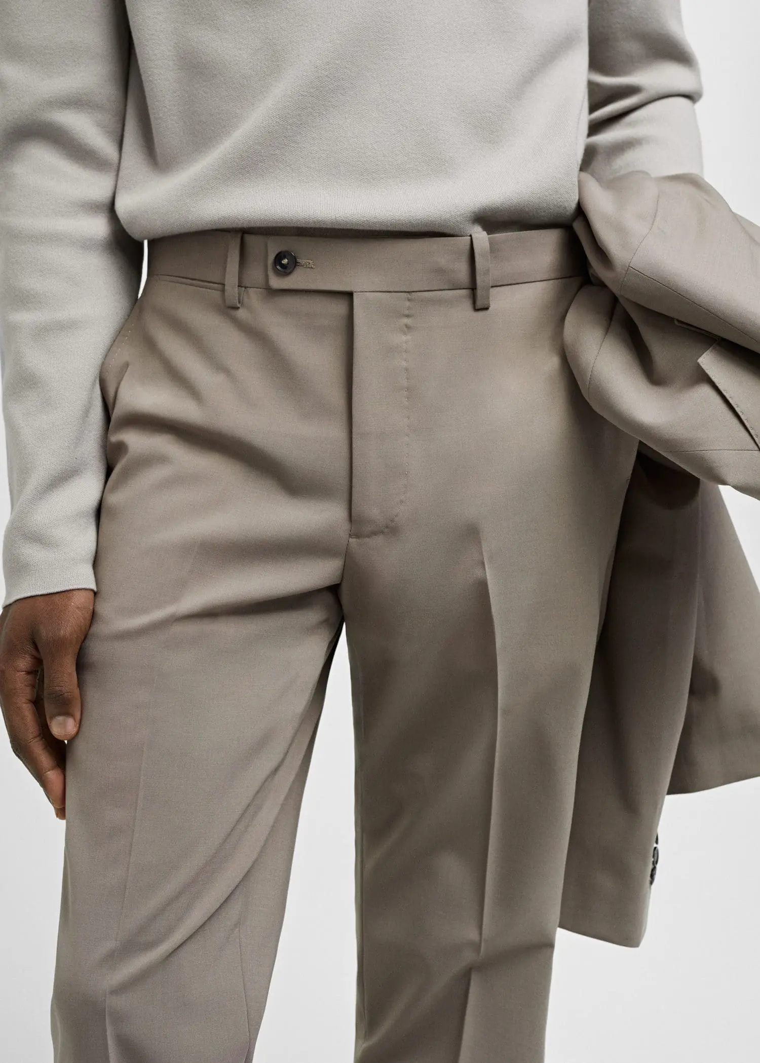 Mango Slim fit wool suit trousers. 3