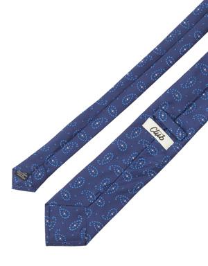 Mavi Modern Şal Desenli İpek Kravat
