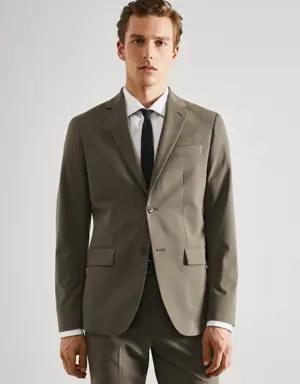 Stretch fabric slim-fit suit blazer