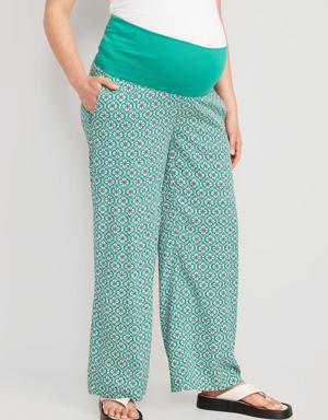 Old Navy Maternity Foldover-Waist Playa Soft-Spun Wide-Leg Pants green