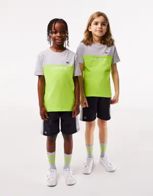 Lacoste T-shirt em malha de algodão orgânico Lacoste Color Block para criança