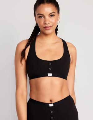 Rib-Knit Racerback Bralette Top black