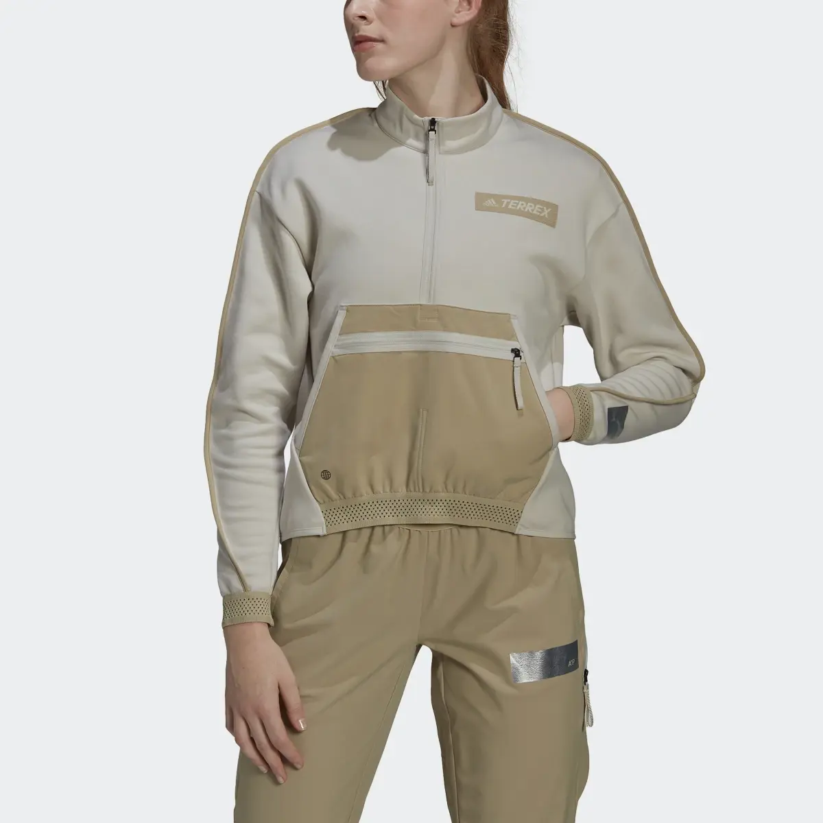 Adidas Terrex Hike Half-Zip Pocket Midlayer Sweatshirt. 1