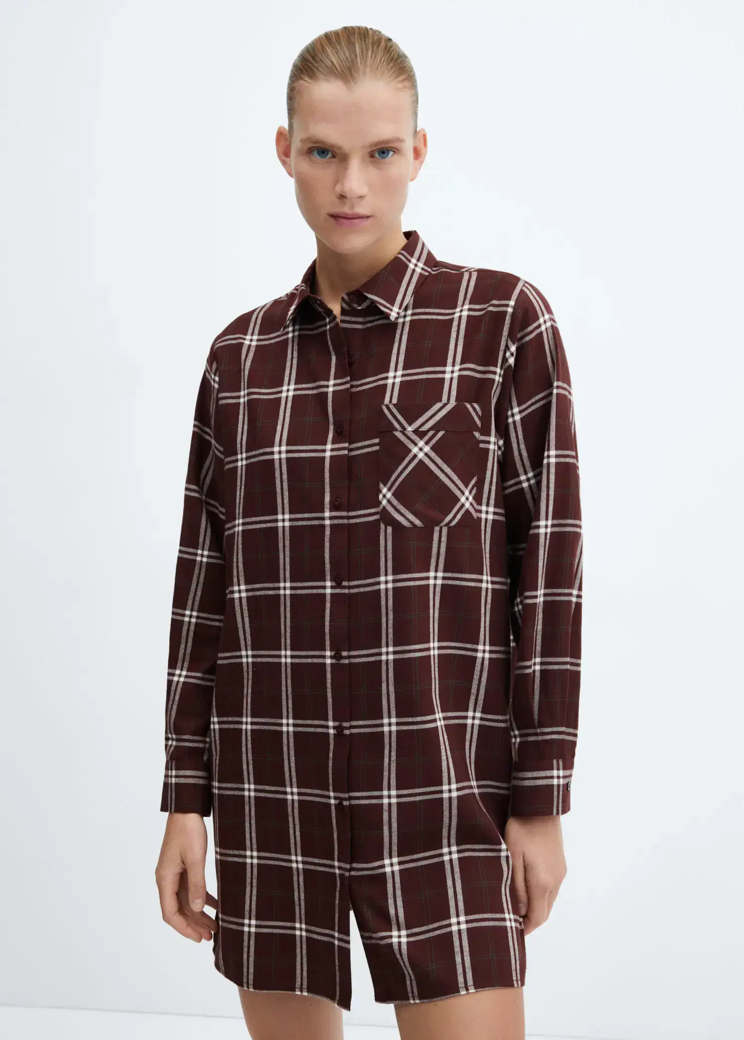 Mango Check flannel lace nightgown. 1
