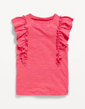 Old Navy Ruffle-Sleeve Slub-Knit Top for Toddler Girls pink