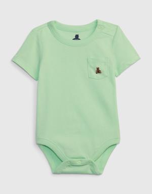 Gap Baby 100% Organic Cotton Mix and Match Pocket Bodysuit green