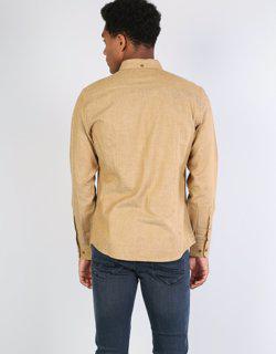 Modern Fit Shirt Neck Erkek Safran Uzun Kol Gömlek