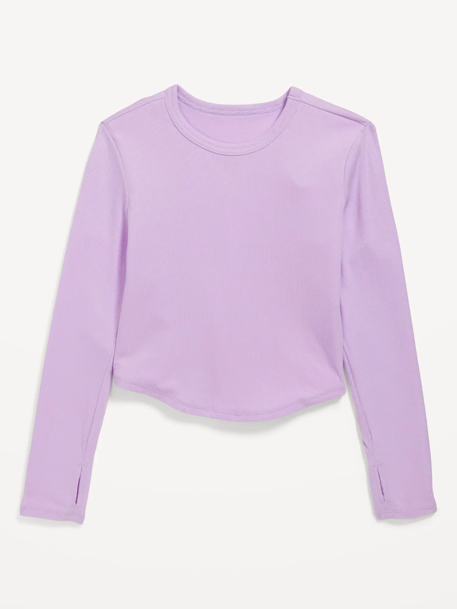 Old Navy UltraLite Long-Sleeve Rib-Knit T-Shirt for Girls purple. 1