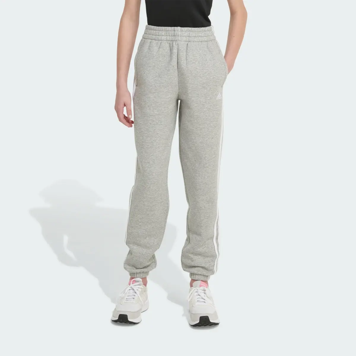 Adidas Elastic Waistband 3-Stripe Cotton Fleece Jogger. 1