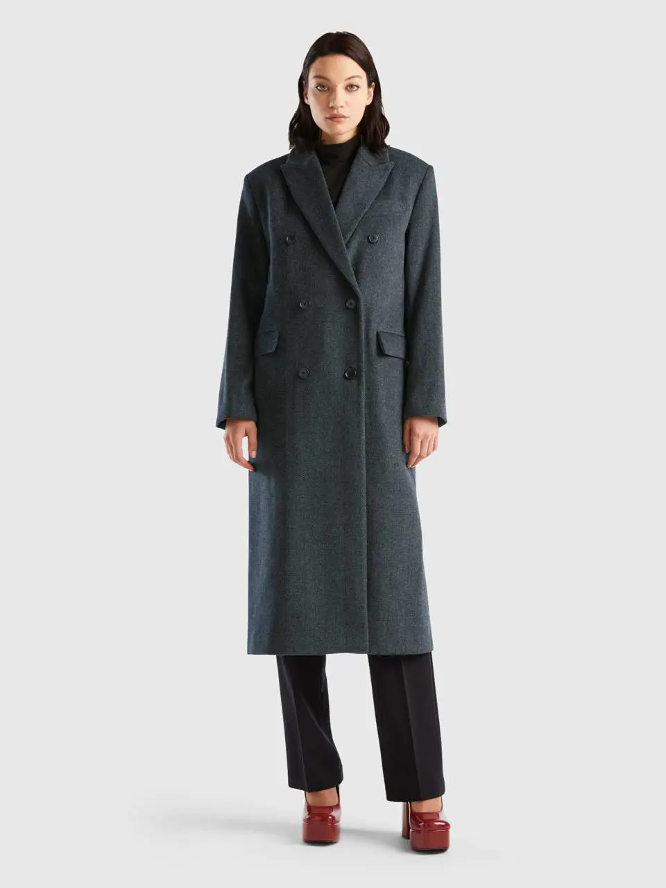 Benetton long double-breasted coat. 1