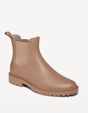 Water-Repellent Pull-On Chelsea Rain Boots for Women brown