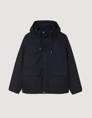 Technical hooded coat
