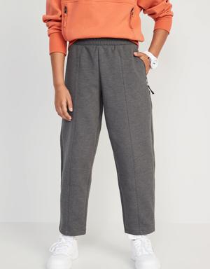 High-Waisted Dynamic Fleece Zip-Pocket Jogger Sweatpants for Girls gray
