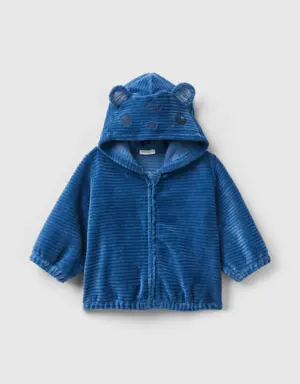 sweatshirt in chenille with hood