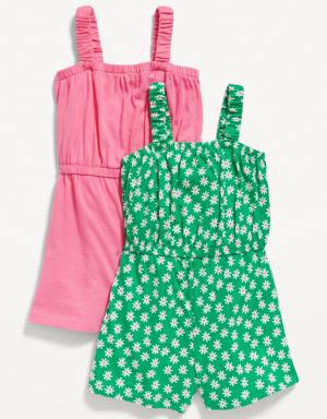 Sleeveless Jersey-Knit Romper 2-Pack for Toddler Girls green