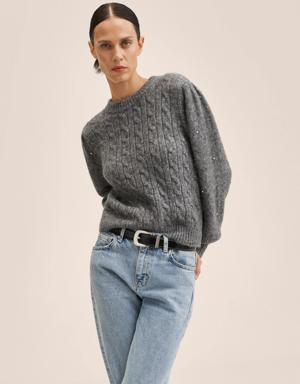 Strass braided knitted sweater
