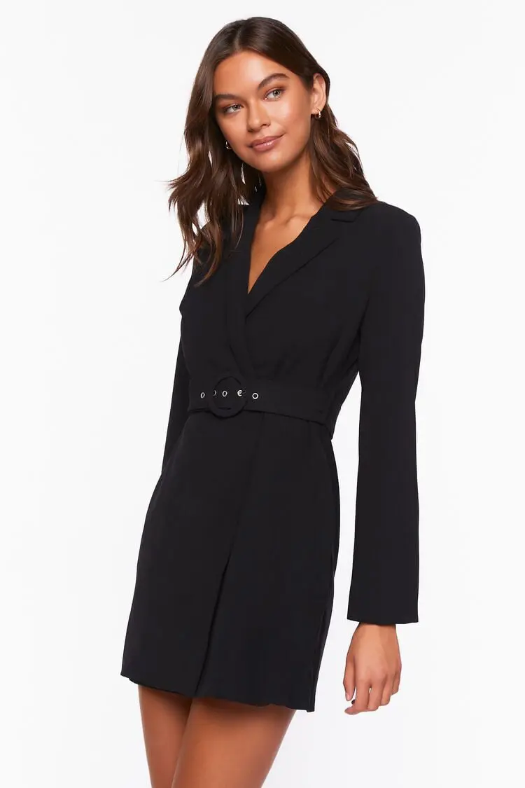 Forever 21 Forever 21 Belted Mini Wrap Dress Black. 1