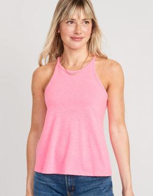 Relaxed Halter Tank Top for Women pink
