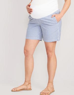 Maternity Striped Seersucker Chino Shorts blue