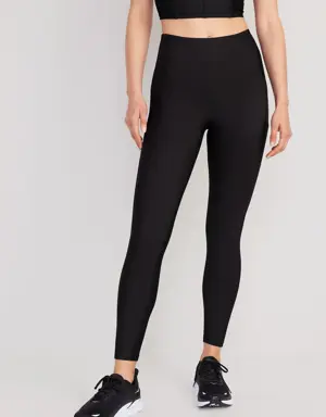 High-Waisted PowerSoft 7/8 Mixed-Fabric Leggings for Women black