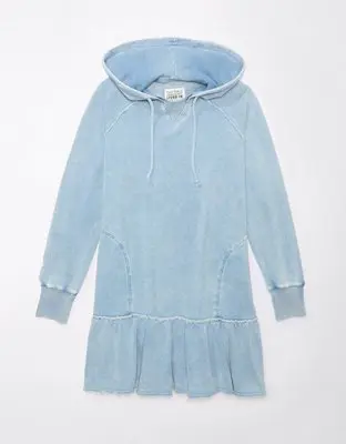 American Eagle Fleece Hoodie Ruffle Mini Dress. 1