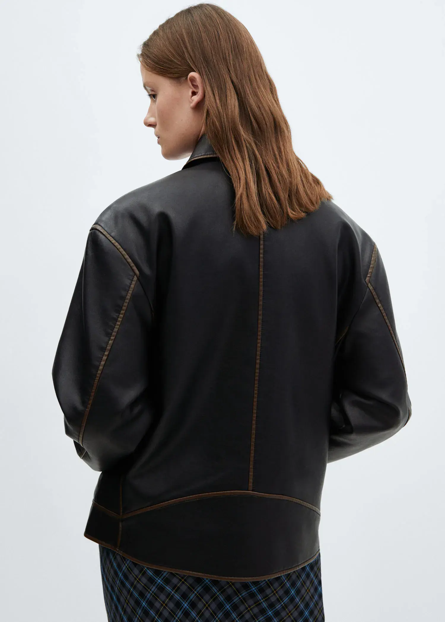Mango Worn leather effect jacket. 3